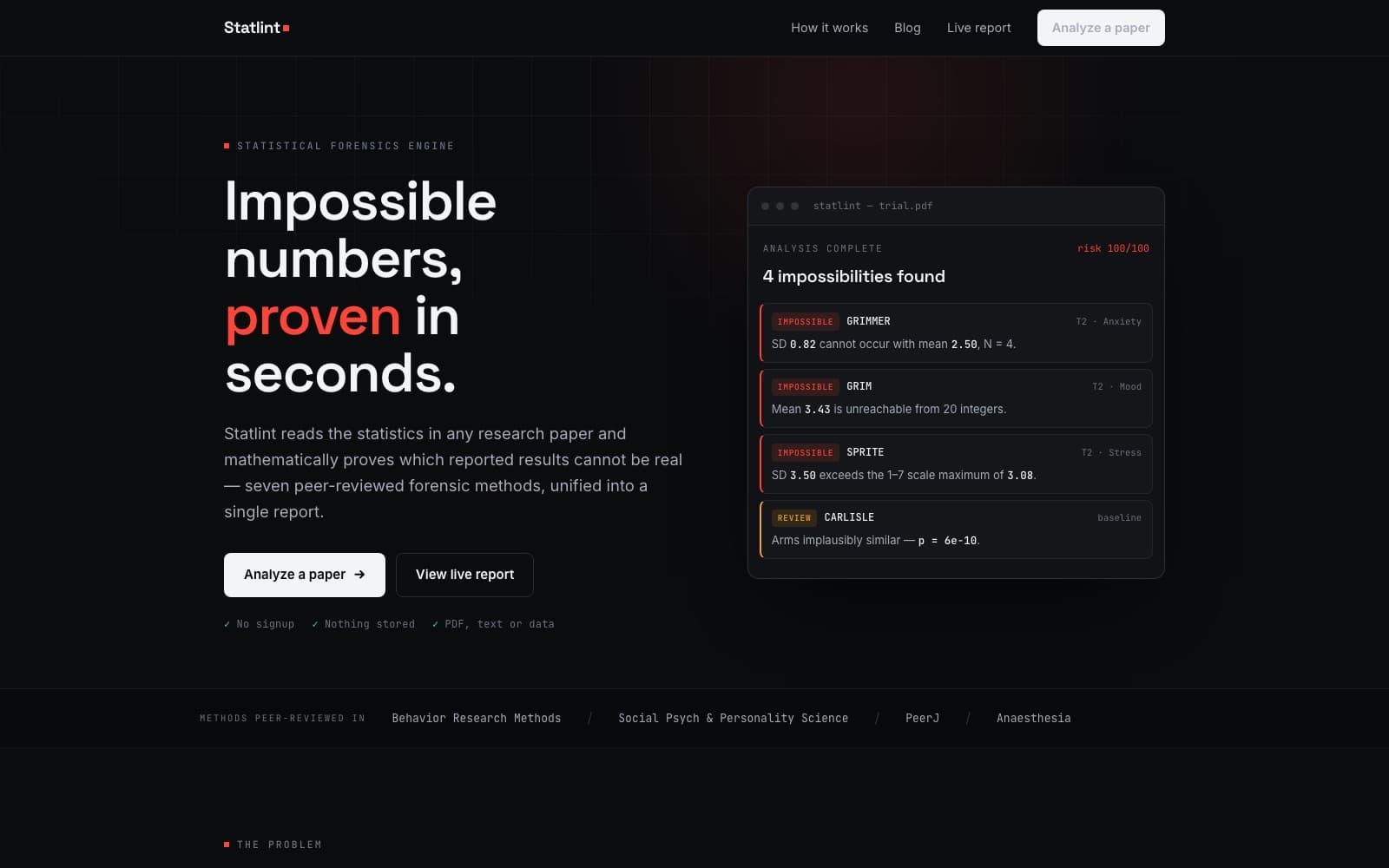 Statlint — live product